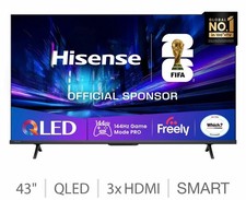 Hisense Smart TV 43 Inch 43E78QTUK PRO 4K UHD HDR QLED Freely TV - 5795-1-X