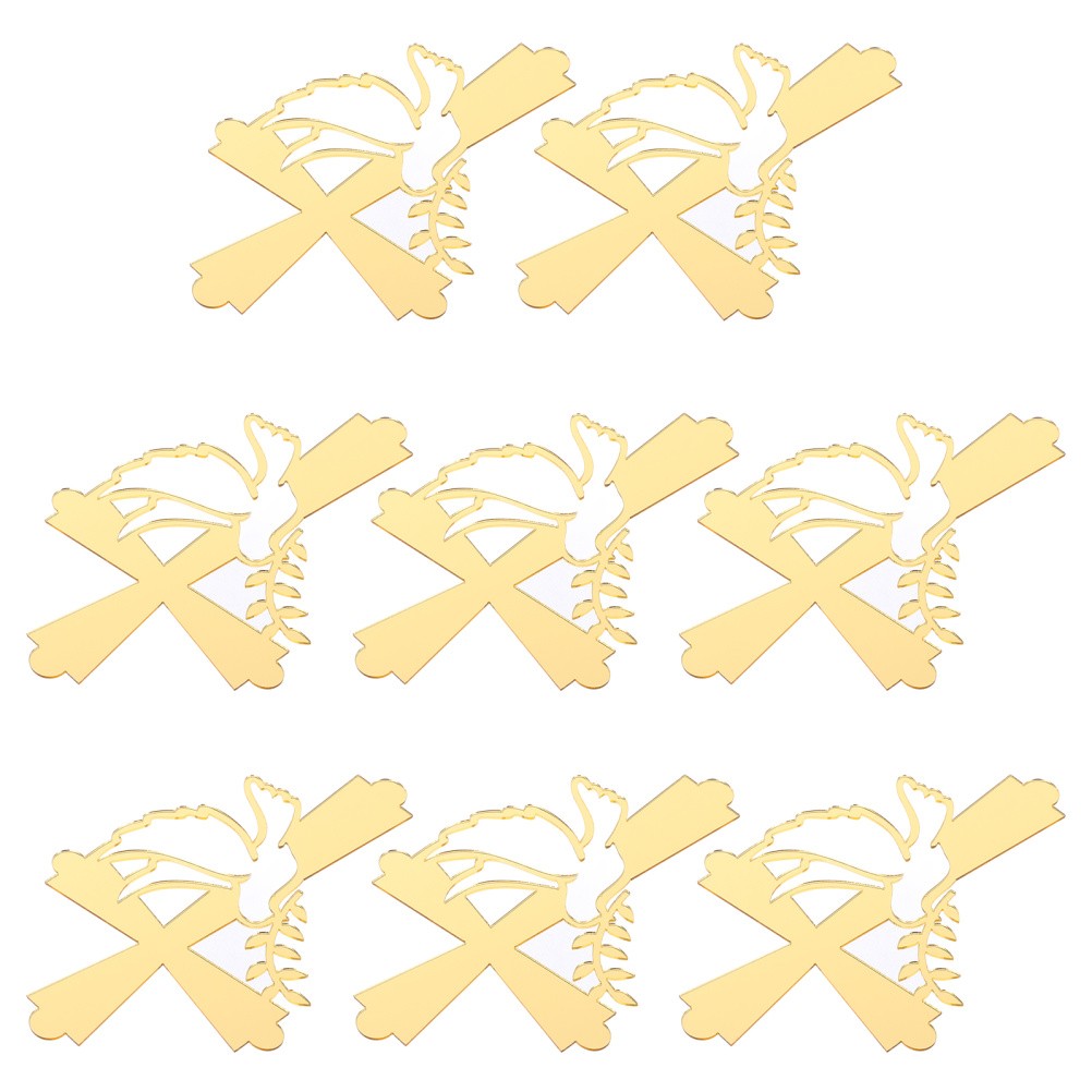 8 piezas bautizo pastel topper cruce cupcake topper espejo acrílico pastel topper