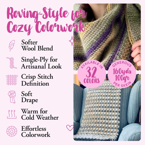 Wool Wonders Yarn for Crocheting, 4-Pack (640Yds / 400G), Free Patterns - Woo... - Picture 2 of 7