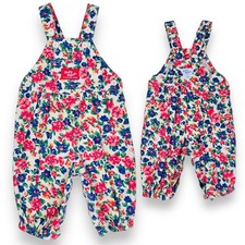 Vintage Oshkosh Pink Blue Floral Print Bubble Overalls Romper Outfit 3-6m