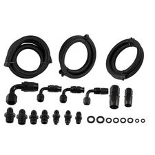Power Steering Oil Line Kit -6AN -10AN Black Universal Remote Reservoir Fitting