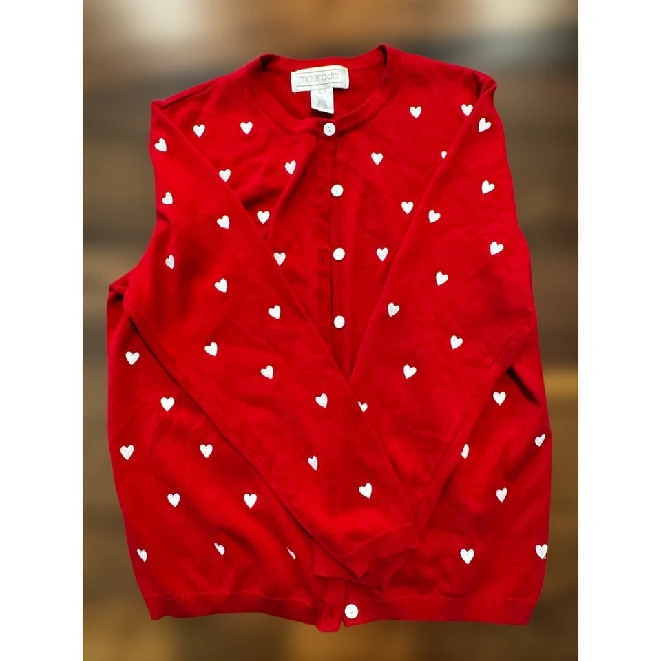 Cárdigan Suéter Estampado Corazón Rojo San Valentín Mujer Maurada Tejido De Colección Foto 3 de 4