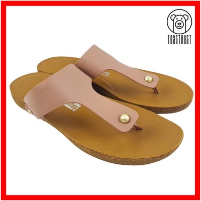 FitFlop iQushion Toe Post Flip Flops Womens UK 9 EU 43 Sandals Beige Comfort - Image 1 of 4