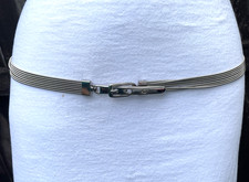Vintage Silver Tone Multi-Strand Stretch Belt w/Metal Buckle  Tip 90s Y2K