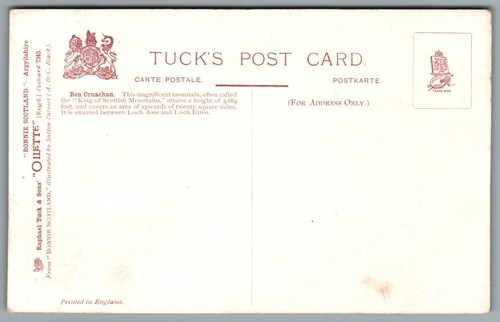 BONNIE SCOTLAND Postcard Ben Cruachan Argyllshire - R. Tuck & Son - Unposted - Bild 2 von 5