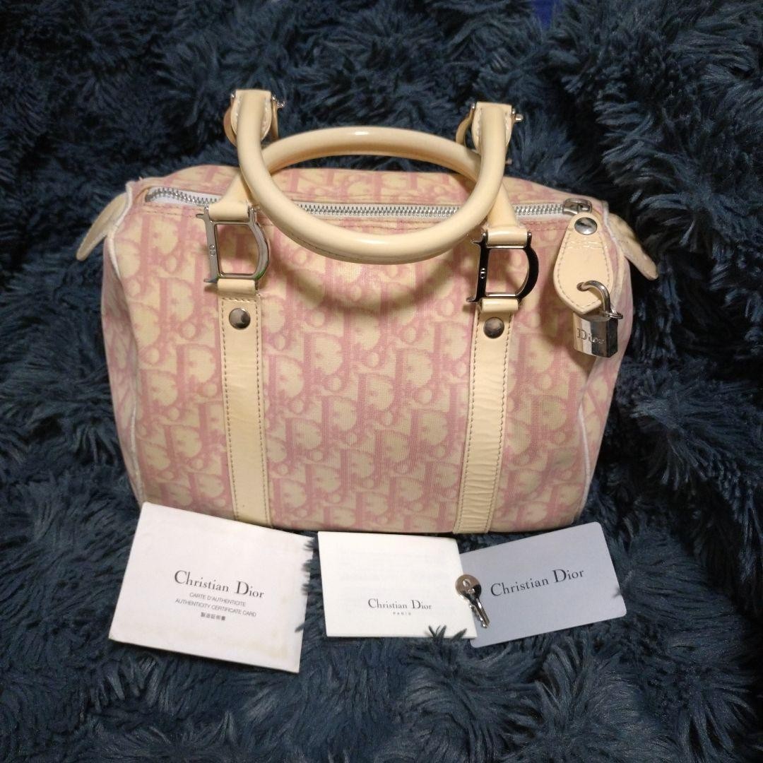 バッグ Christian Dior TROTTER MINI BOSTON BAG Christian Dior Trotter Mini Boston Bag Pink Canvas Mini Duffle Bag