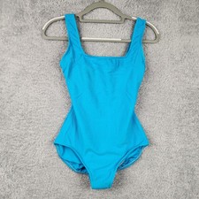 Vintage Rose Marie Reid Swimsuit Womens 8 Blue Ribbed One Piece Bra Retro 90s