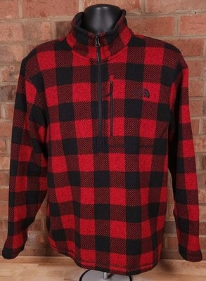 The North Face Pullover Size XL Red Black Bufflalo Plaid Gordon Lyon Half Zip