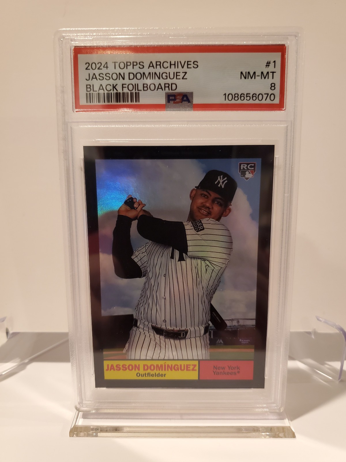 2024 Topps Archives - 1961 Topps Jasson Dominguez #1 Black Foilboard (RC) PSA 8