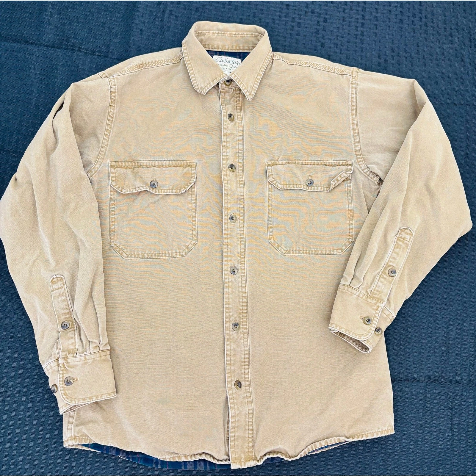 Cabela's Cotton Canvas, Flannel Lined Button Down Work Shirt, Tan, Men's S
Opens in a new window or 