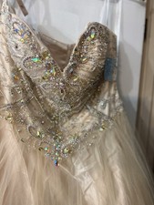 Tony Bowls Ivory Sweetheart Strapless Tulle Ball Gown Beaded Zipper Back 10