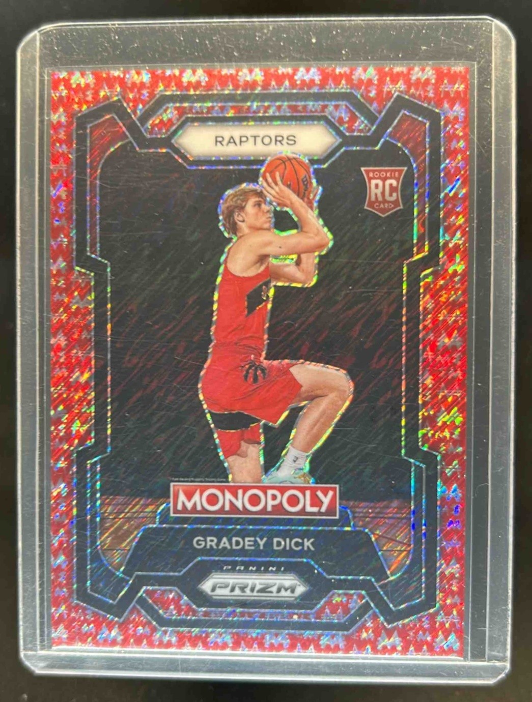 2023-24 Prizm Monopoly Gradey Dick RC Red Millionaire Shimmer #20/100 Raptors