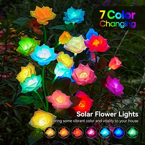 Solarleuchten Außen Gartendeko, 7 farbwechselnde Solarblumen 6er Pack - Bild 6 von 7