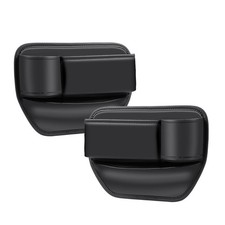2 Pack PU Leather Car Seat Gap Organizer with Cup Holder,car seat Gap Filler,...