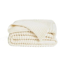 Melange Knit Blanket - 60" x 80" Textured & Ultra-Soft Wool Throw - Timeless ...