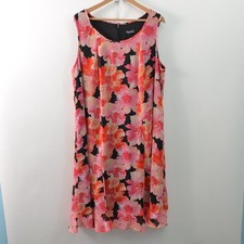 Maggie Barnes Maxi Dress Womens 20W/2X Pink Orange Floral Lined Zip Back