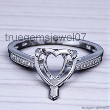 925 Sterling Silver Heart Shape 9x9mm Ring Semi Mount Engagement Ring For Her