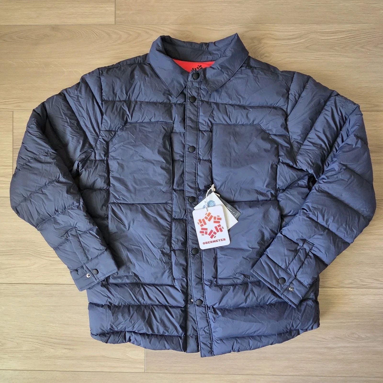 Obermeyer Explorer Down Shirt Men’s Small Blue Lightweight Insulated Jacket NWT
