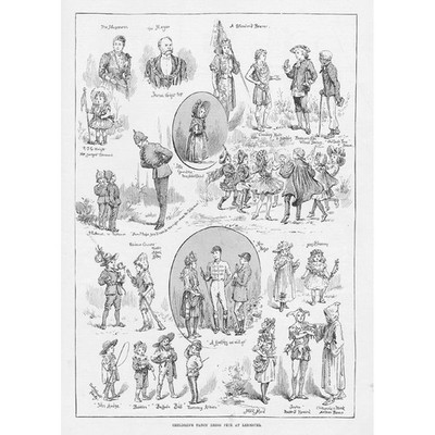Kinderkostüm Fete at Leicester - Antikdruck 1892