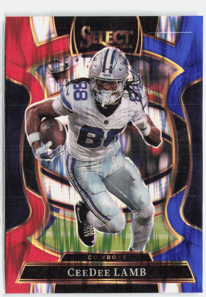2025 Panini Select #98 CeeDee Lamb Red and Blue Prizm Shock