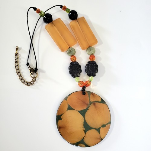 Preserved Flower Necklace Teresa Goodall Mixed Media Beads Artisan Handmade 20"