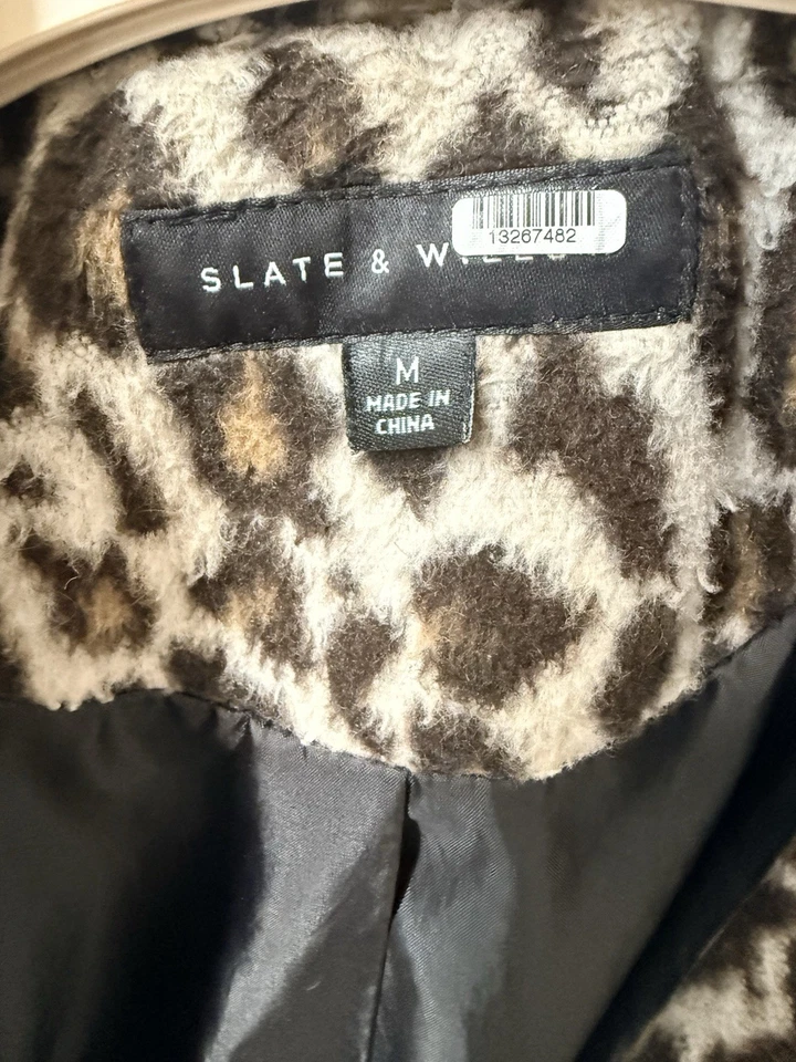 Abrigo para mujer Slate & Willow estampado de leopardo 100 % lana talla M Foto 3 de 4
