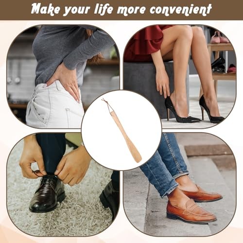 Shoe Horn Long Handle Wooden Shoehorn for Boots Sneakers Dress