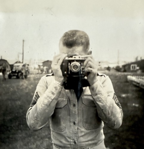 Handsome Soldier Man Taking Mirror Reflection Photo Selfie VTG 1940s Abstract