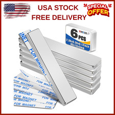 6-Pack Neodymium Magnets 2.36x0.39 inch - Extra Strong Adhesive  Rust-Resistant