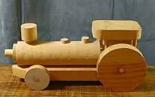 Vintage Wooden Train Engine Hand Made Toy Excellent