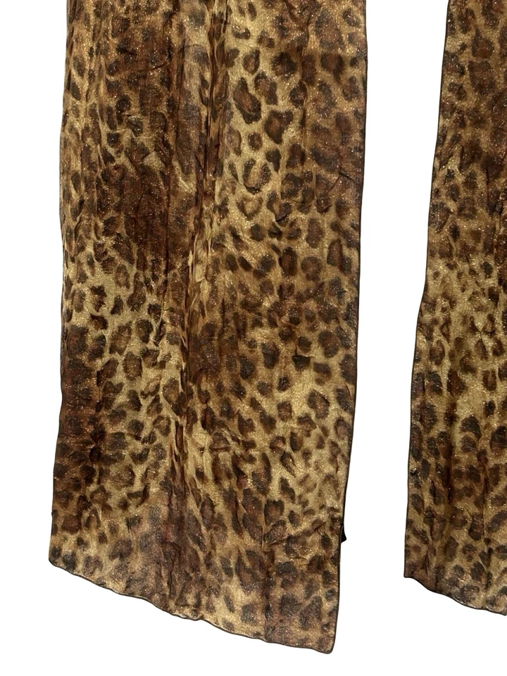 Bufanda envolvente con estampado de leopardo Basile hecha en Italia ropa de noche transparente metálica Foto 4 de 4