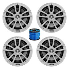 4x Infinity 6.5" 225-Watt High-Performance Marine White Boat Speakers w/Wire