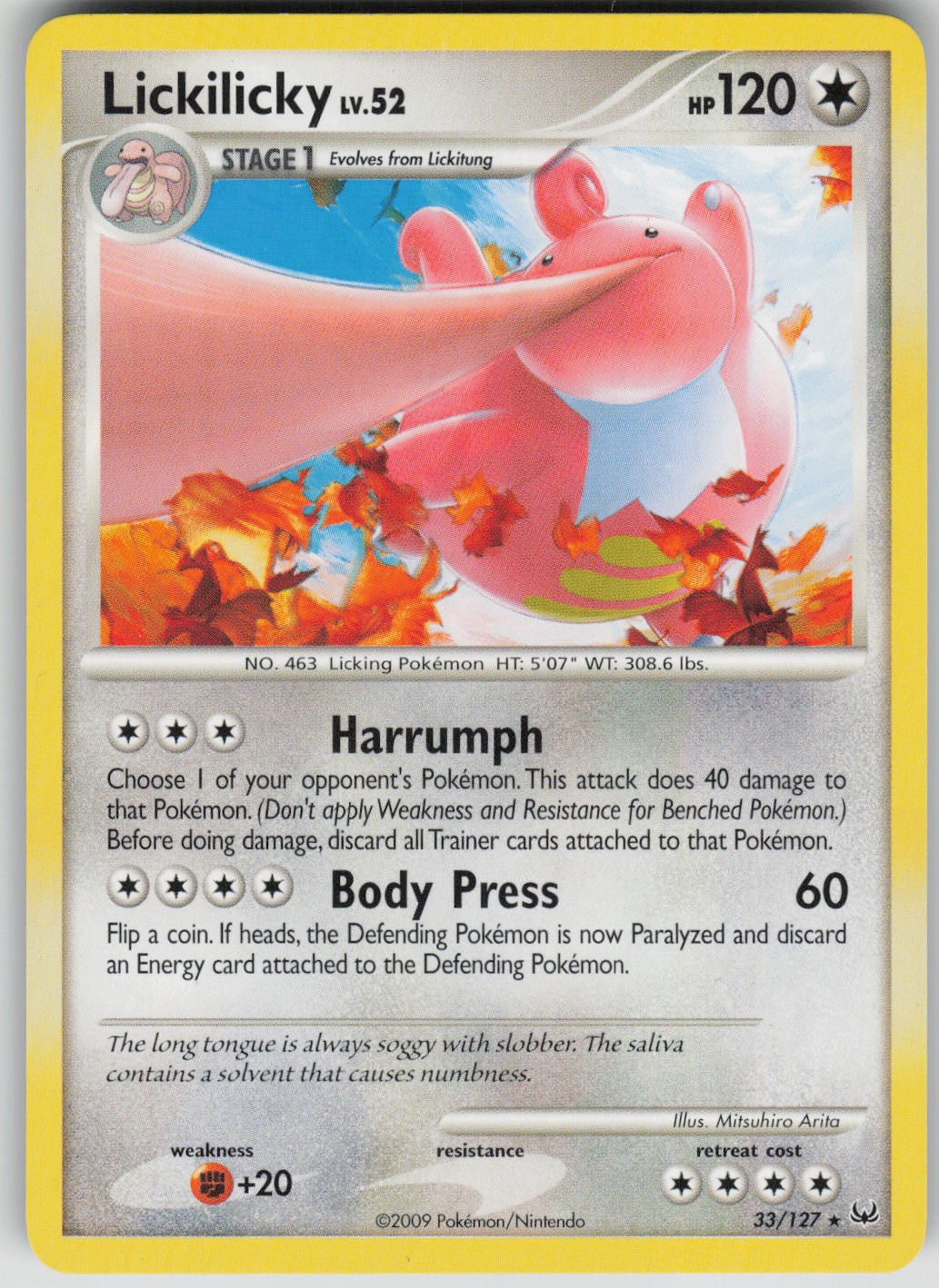 Pokemon TCG Lickilicky Rare Platinum 33/127