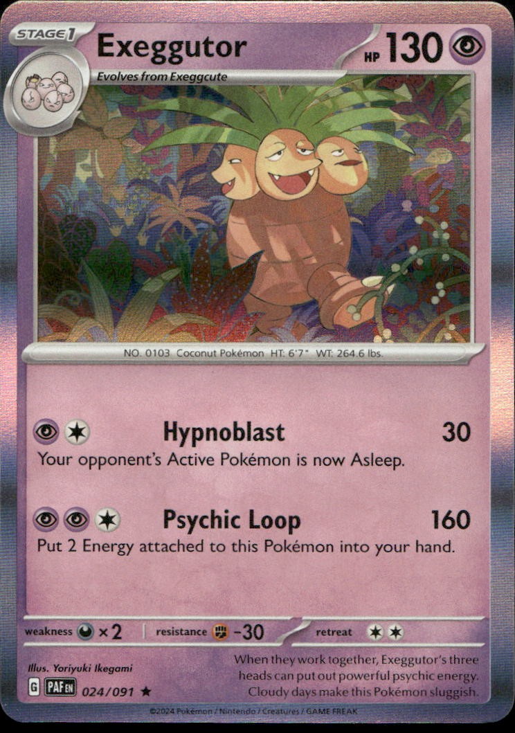 Exeggutor 024/091 SV Paldean Fates Reverse Holo R MP Pokémon — English