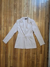 PrettyLittleThing Light Beige Button Up Blazer Size: 4