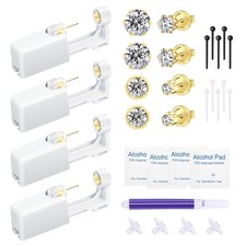 4pcs Ear Piercing Kit Gold, Ear Piercing Gold, Disposable Ear Piercing Kit, S...