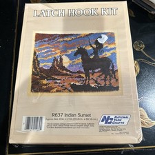 New Vtg Latch Hook Craft Kit Style R637 Southwestern Horse Indian Sunset USA