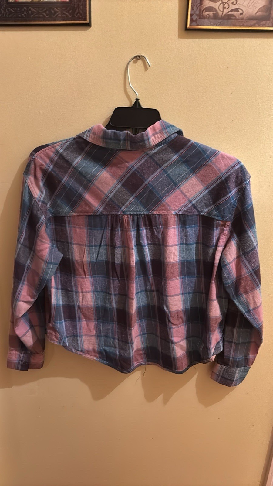 Rewind Plaid Patch Crop Button Down Size Medium. … - image 6