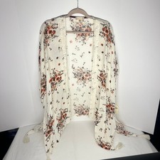NWT Altar'd State Cream Floral Lace Kimono Cardigan Boho Tassels Size S