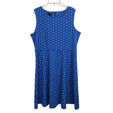 NWT Talbots Blue Polka Dot Dress Sleeveless Fit & Flare Size XL