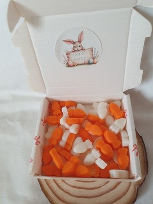 OSTERWACHSSCHMELZEN, MINI KAROTTEN FORM WAX MELTS, HANDGEFERTIGT, STARK DUFTEND, GESCHENKBOX