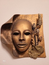 Wand Deko Maske Handgefertigt Gold farben