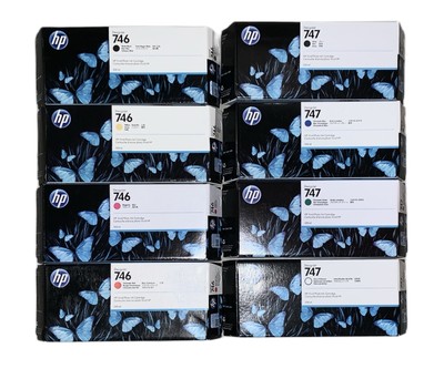 8 x Original Tinte HP DesignJet Z6 Z9 Plus / Nr. 746 747 P2V87A - P2V78A INK SET