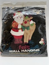 NEW Vintage Titan Needlecraft SANTA  RUDOLPH Felt Wall Hanging Kit 15x19 262