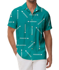 Blue candle graphic print summer outdoor short sleeve shirt men's casual