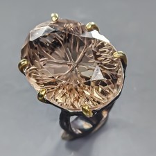 Jewellery 35 ct Natural Smoky Quartz Ring 925 Sterling Silver Size 8 /R439396
