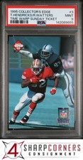 1995 COLLECTOR'S EDGE TIME WARP SUNDAY TICKET TED HENDRICKS-RICKY WATTERS PSA 9
