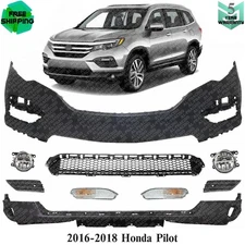 Front Bumper Cover Fascia & Fog Light Assembly For 2016-2018 Honda Pilot