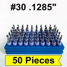 .128 3.25mm #30 Drill Bits Solid Carbide FIFTY Pieces 1/8" Shanks
