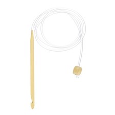 Bamboo Tunisian Circular Crochet Hook 7mm US K/10.5 with Cable and Bead End